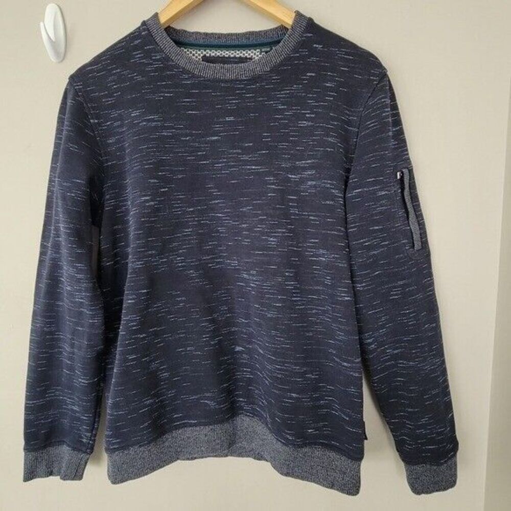 Ted Baker London Men's Blue Crewneck Sweatshirt Zip Arm pocket Size 2/Small